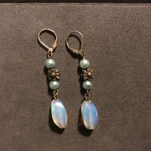 Teal/translucent/multicolored earrings